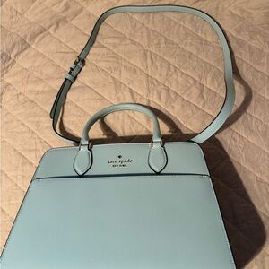 kate spade pale blue saffiano leather satchel with crossbody strap NWT